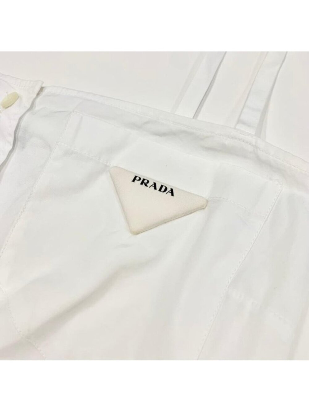 Prada Poplin Dress Cotton Triangle Logo White - Picture 6 of 12